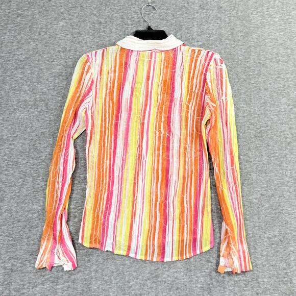 Cache VTG Women’s SMALL Crinkled Texture Button Up Shirt Blouse Bright Colorful - Picture 2 of 7